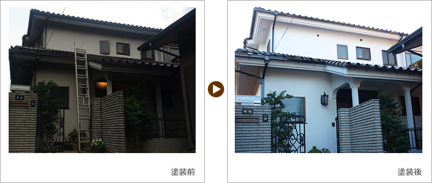 東京都日野市のお客様の家の塗装前、塗装後の写真01