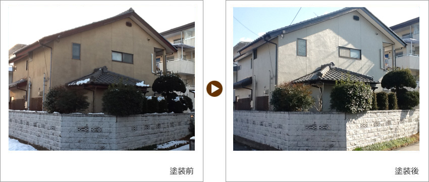 茨城県水戸市のお客様の家の塗装前、塗装後の写真01