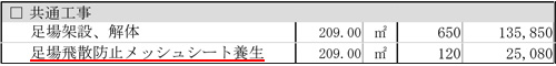 を囲う養生は足場の欄にメッシュシート養生の説明図