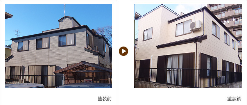 千葉県船橋市のお客様の家の塗装前、塗装後の写真01