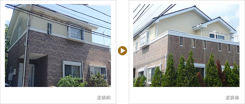 神奈川県藤沢市のお客様の家の塗装前、塗装後の写真01