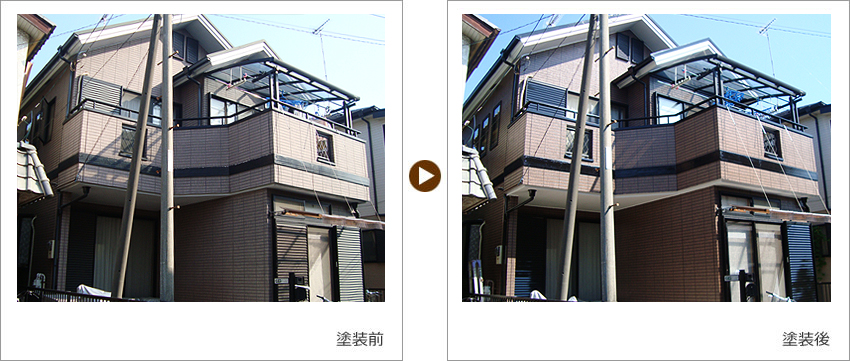 埼玉県桶川市のお客様の家の塗装前、塗装後の写真01