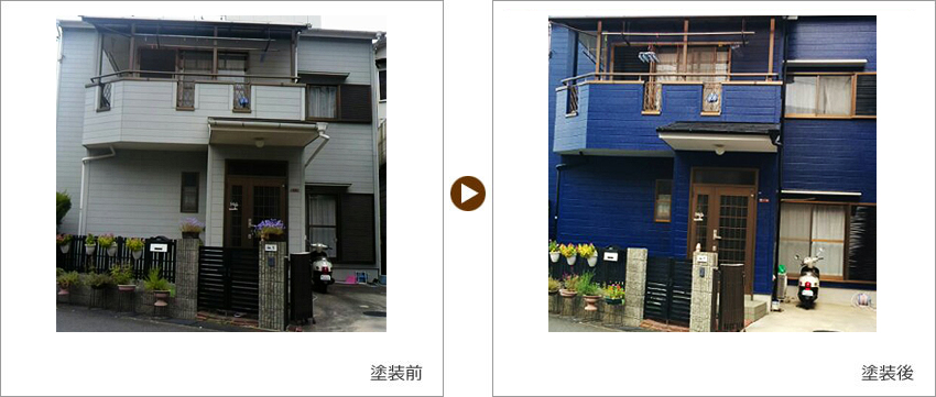大阪府枚方市のお客様の家の塗装前、塗装後の写真01