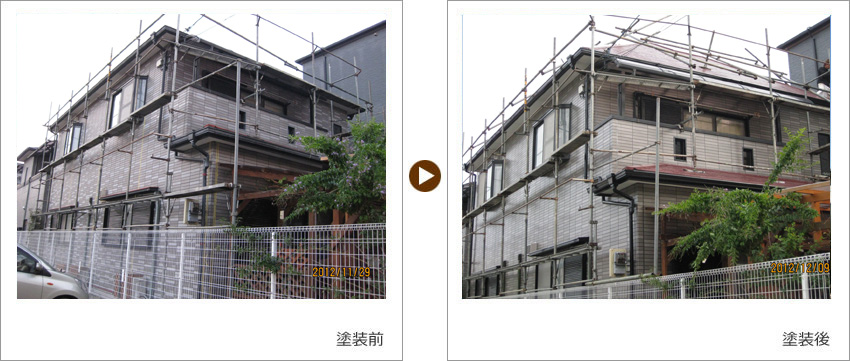 大阪府堺市のお客様の家の塗装前、塗装後の写真01