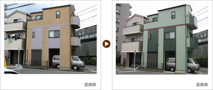 M様の家の塗装前、塗装後の写真01