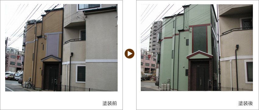 M様の家の塗装前、塗装後の写真02