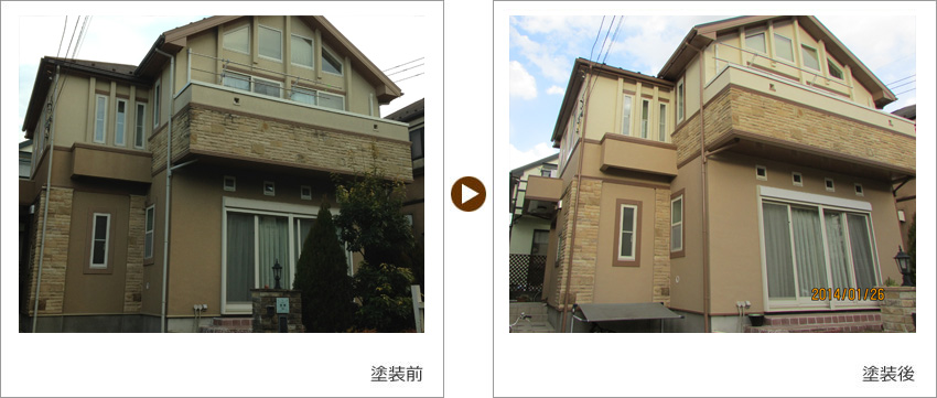 O様の家の塗装前、塗装後の写真01