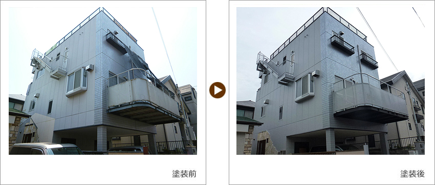K様の家の塗装前、塗装後の写真02