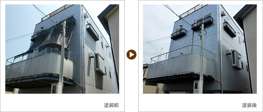 K様の家の塗装前、塗装後の写真01