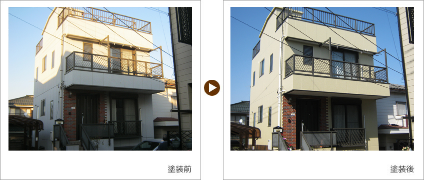 S様の家の塗装前、塗装後の写真01