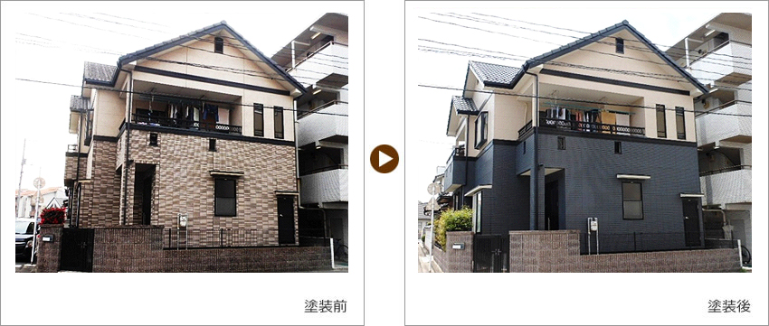 K様の家の塗装前、塗装後の写真02