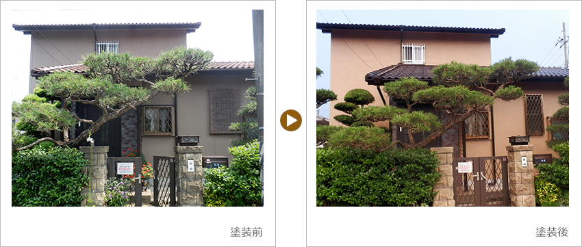 M様の家の塗装前、塗装後の写真02