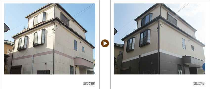 N様の家の塗装前、塗装後の写真01