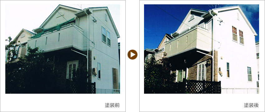 T様の家の塗装前、塗装後の写真01