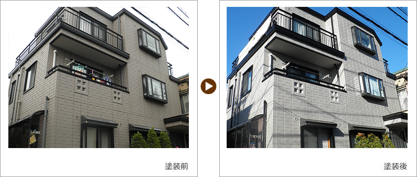 S様の家の塗装前、塗装後の写真01
