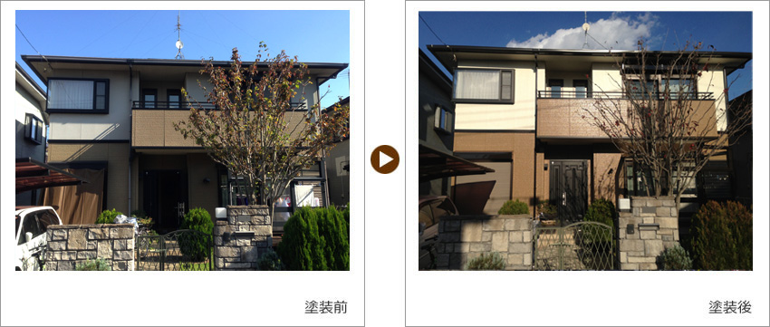H様の家の塗装前、塗装後の写真01