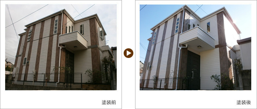 I様の家の塗装前、塗装後の写真02