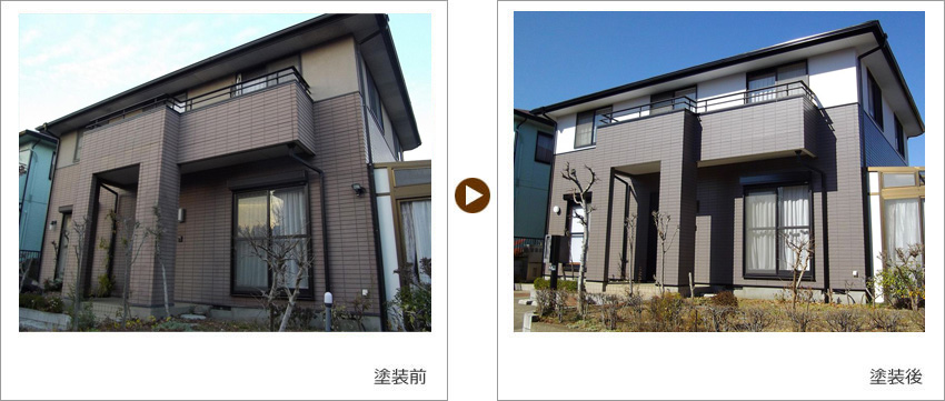 I様の家の塗装前、塗装後の写真01