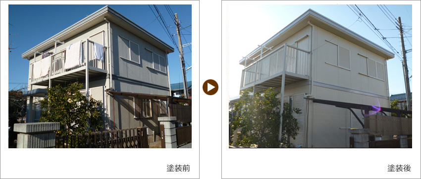 U様の家の塗装前、塗装後の写真01