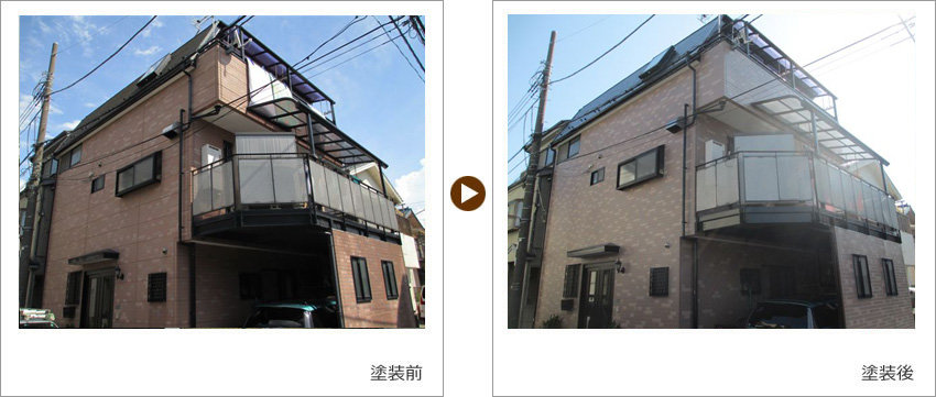 Kさんの家の塗装前、塗装後の写真01