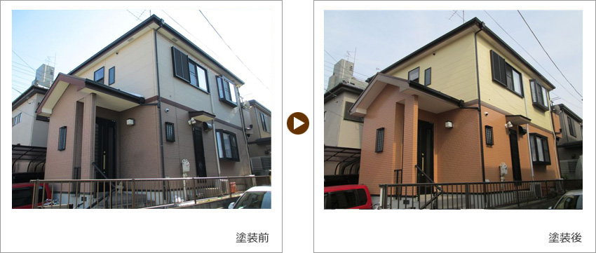 T様の家の塗装前、塗装後の写真01