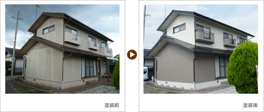 K様の家の塗装前、塗装後の写真01