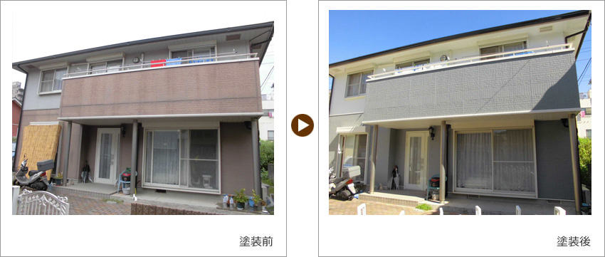 F様の家の塗装前、塗装後の写真01