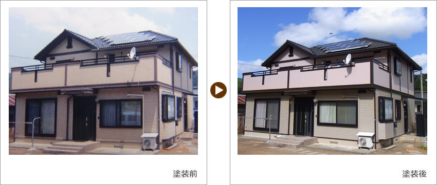 S様の家の塗装前、塗装後の写真01