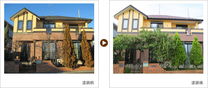 H様の家の塗装前、塗装後の写真01